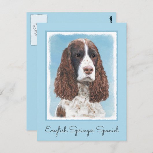 Englisch Springer Spanisch Malerei Original Dog Ar Postkarte (Vorne/Hinten)