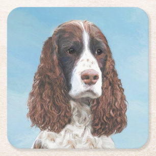 Englisch Springer Spanisch Malerei Original Dog Ar Rechteckiger Pappuntersetzer