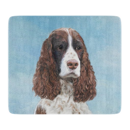 Englisch Springer Spanisch Malerei Original Dog Ar Schneidebrett (Vorderseite)
