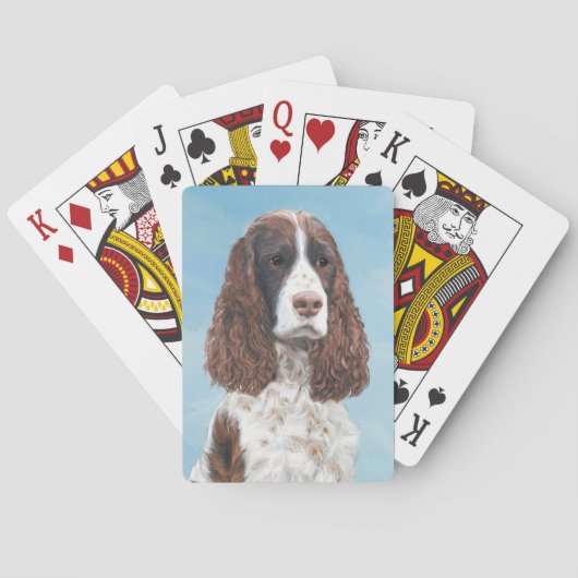 Englisch Springer Spanisch Malerei Original Dog Ar Spielkarten (Rückseite)