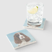 Englisch Springer Spanisch Malerei Original Dog Ar Steinuntersetzer (Seitenansicht)