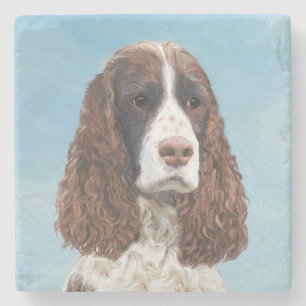 Englisch Springer Spanisch Malerei Original Dog Ar Steinuntersetzer