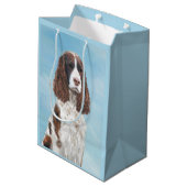 Englisch Springer Spanisch Malerei Original Hund K Mittlere Geschenktüte (Rückseite Schrägansicht)