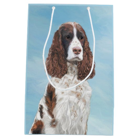 Englisch Springer Spanisch Malerei Original Hund K Mittlere Geschenktüte (Rückseite)