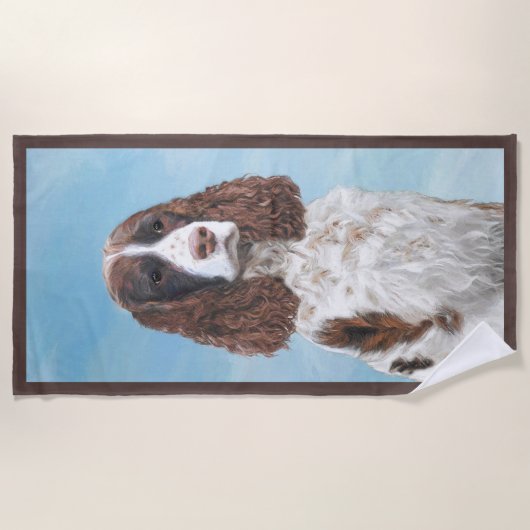 Englisch Springer Spanisch Malerei Original Hund K Strandtuch (Vorderseite)