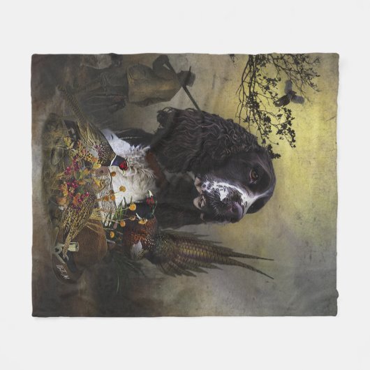 Englisch Springer Spanisch mit Fasan Fleecedecke (Vorderseite (Horizontal))