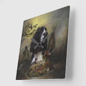 Englisch Springer Spanisch mit Fasan Quadratische Wanduhr (Winkel)