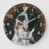 Englisch Springer Spanisch Pet Foto Große Wanduhr (Vorderseite)