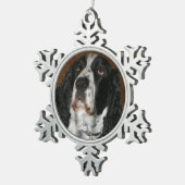 Englisch Springer Spanisch Pet Foto Schneeflocken Zinn-Ornament (Rechts)