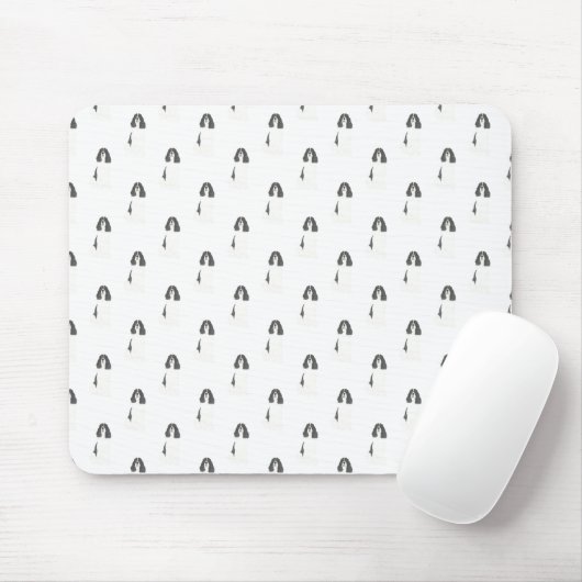 Englisch Springer Spanisch (Schwarz & Weiß) Mousepad (Mit Mouse)