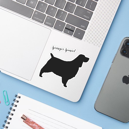 Englisch Springer Spanisch Silhouette Dog Sticker (Laptop mit iPhone)