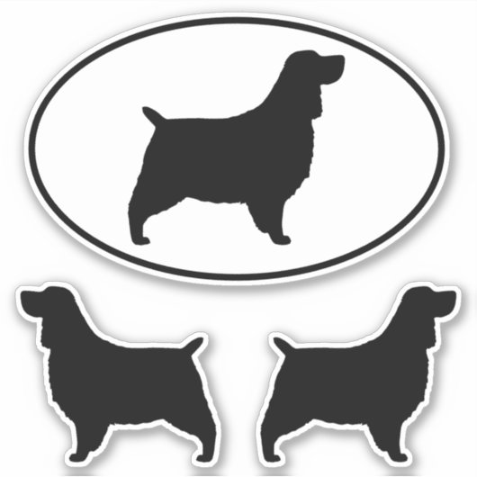 Englisch Springer Spanisch Silhouetten Sticker Set (Vorderseite)