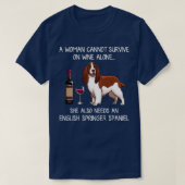 Englisch Springer Spanisch und Wein Funny dog  T-Shirt (Design vorne)