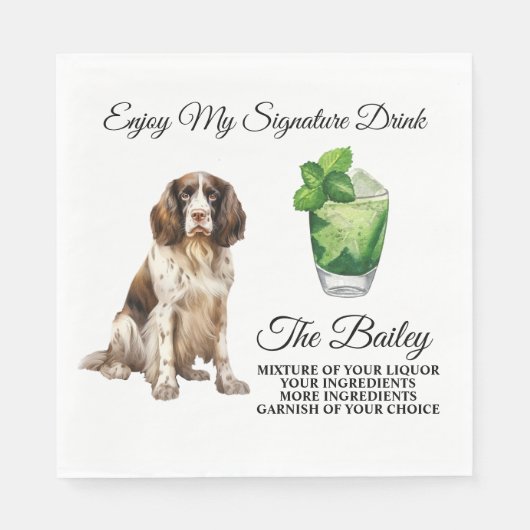 Englisch Springer Spanisch Wedding Signature Drink Serviette (Vorderseite)