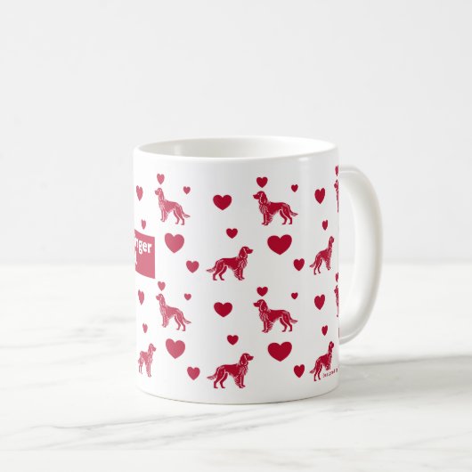 Englisch Springer Spanische Tasse mit rotem Herzen (VorderseiteRechts)