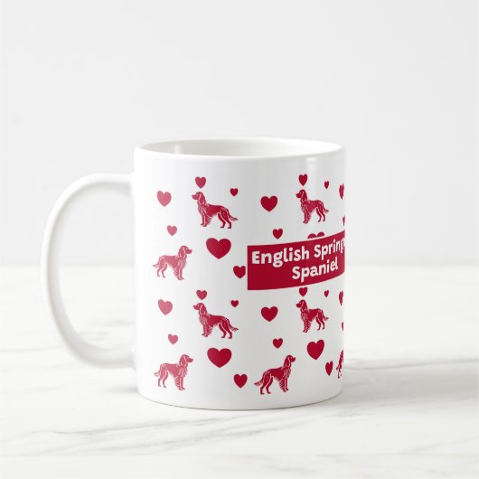 Englisch Springer Spanische Tasse mit rotem Herzen (Links)