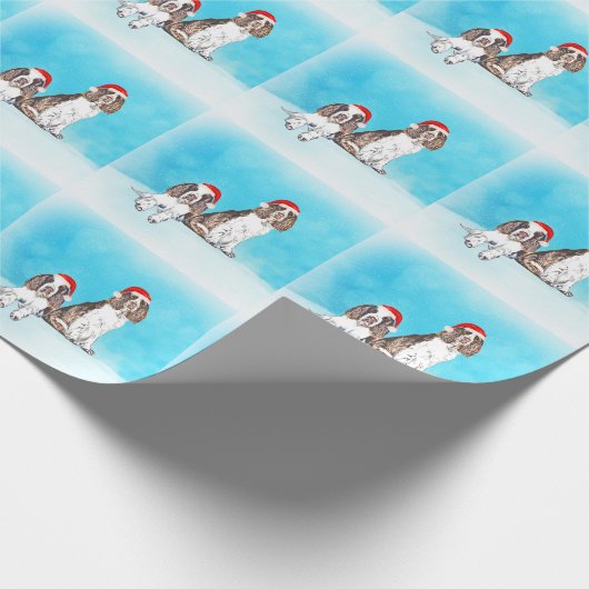 Englisch Springer Spanischer Hund in Schnee Weihna Geschenkpapier (Ecke)