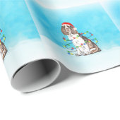 Englisch Springer Spanischer Hund in Schnee Weihna Geschenkpapier (Rolleneckpunkt)