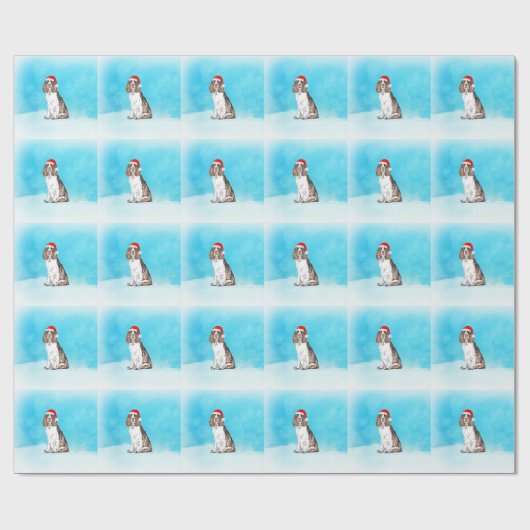 Englisch Springer Spanischer Hund in Schnee Weihna Geschenkpapier (Flach)