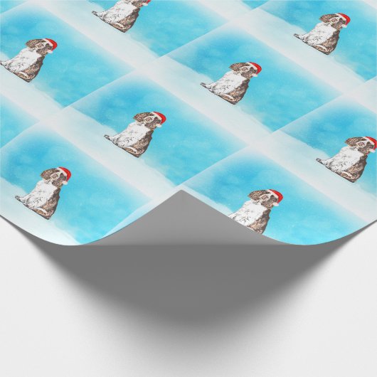 Englisch Springer Spanischer Hund in Schnee Weihna Geschenkpapier (Ecke)