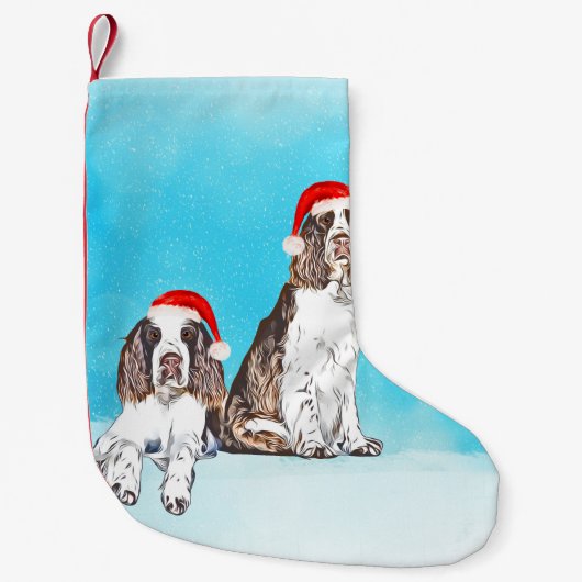 Englisch Springer Spanischer Hund in Schnee Weihna Kleiner Weihnachtsstrumpf (Vorderseite)