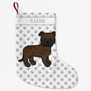Englisch Staffie Niedlich Cartoon Dog & Name Kleiner Weihnachtsstrumpf