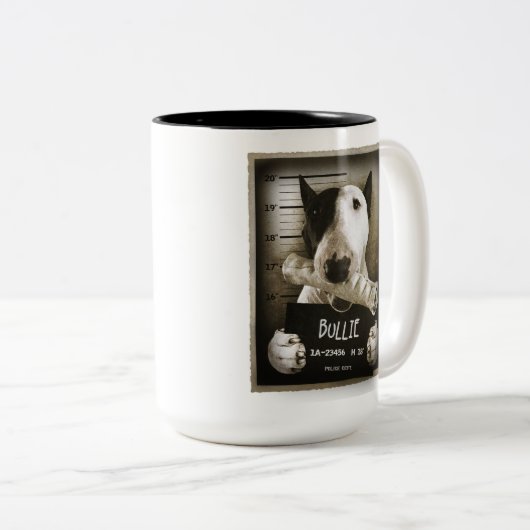 Englisch-Stier-Terrier-"Tasse geschossene" Zweifarbige Tasse (VorderseiteRechts)