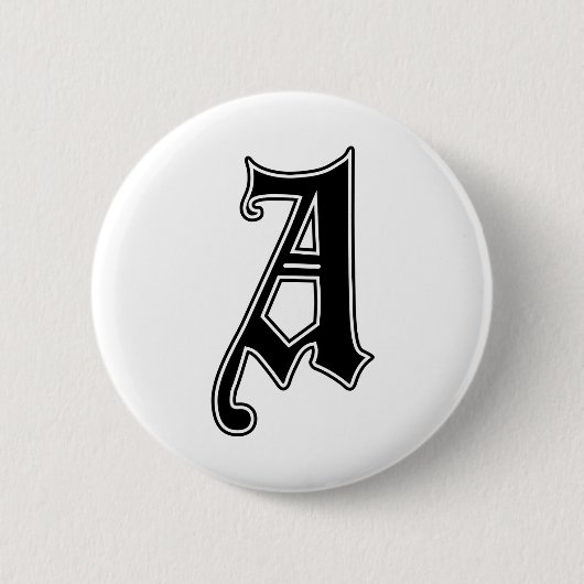 Englisch text Gothic Monogram Letter A Button (Vorderseite)