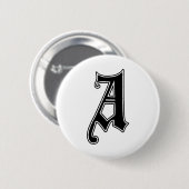Englisch text Gothic Monogram Letter A Button (Vorne & Hinten)
