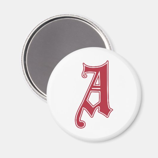 Englisch text Gothic Monogram Letter A Magnet (Vorderseite/Rückseite)