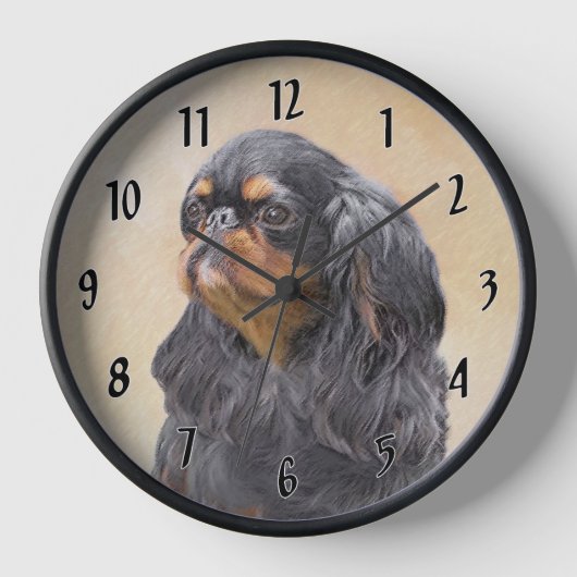 Englisch Toy Spanisch Malerei Original Animal Art Uhr (Vorderseite)