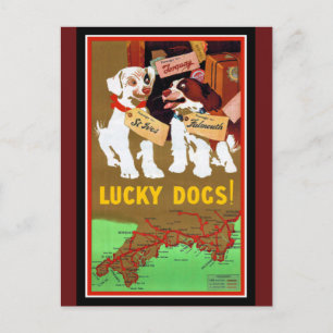 Englisch Travel Poster Hunde nach Torquay Falmouth Postkarte