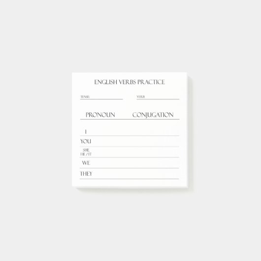 Englisch | Verbs Conjugation Practice Post-it Klebezettel (Vorderseite)