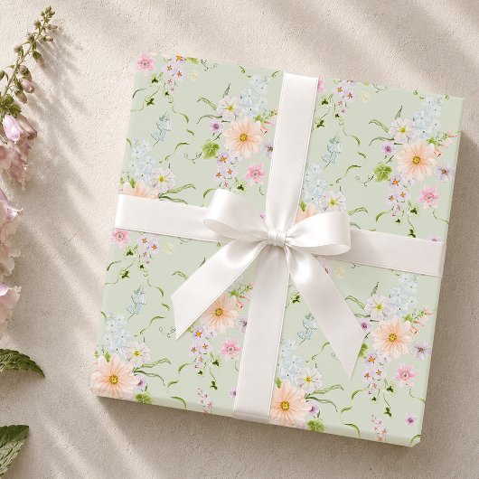 Englische Blumenwiese Geschenkpapier