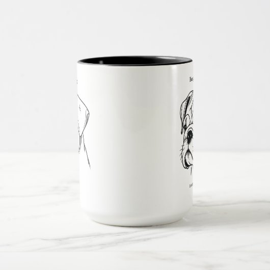 Englische Bulldog Portrait Black Line Illustration Tasse (Zentrum)
