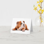 Englische Bulldog Welpe Blank Note Card Karte (Gelbe Blume)