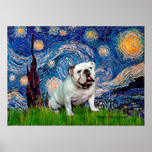 Englische Bulldogge 8 - Sternennacht Poster
