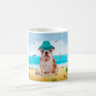 Englische Bulldogge am Strand Kaffeetasse