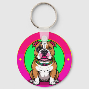 Englische Bulldogge auf einem lebendigen Hintergru Schlüsselanhänger