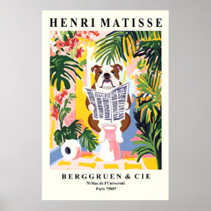 Englische Bulldogge auf einer Toilette - Lustiger Poster