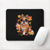 Englische Bulldogge Bogen Mädchen Herbst Blätter D Mousepad (Mit Mouse)