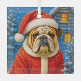 Englische Bulldogge-Festtagsanhänger Ornament Aus Glas
