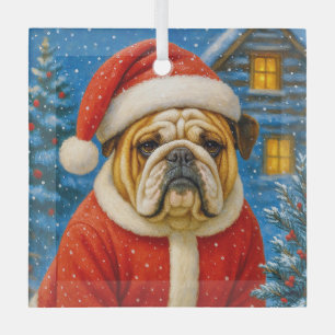 Englische Bulldogge-Festtagsanhänger Ornament Aus Glas