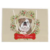 Englische Bulldogge fröhliche Christman Große Geschenktüte (Rückseite)