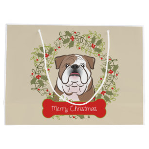 Englische Bulldogge fröhliche Christman Große Geschenktüte
