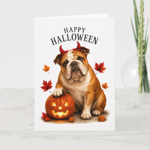 Englische Bulldogge Halloween Teufelshund Karte