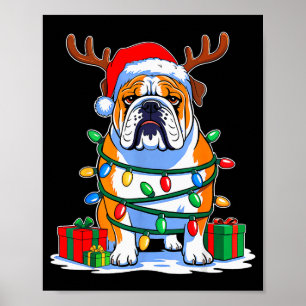 Englische Bulldogge Hund Baum Weihnachtslichter Lu Poster