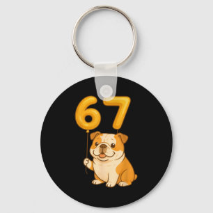 Englische Bulldogge Hund Lustig 67 Meme Six Seven Schlüsselanhänger