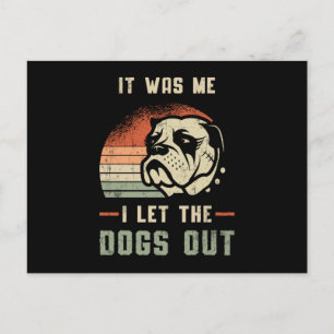 Englische Bulldogge I Lasse Die Hunde Raus Vintage Postkarte