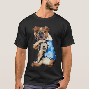 Englische Bulldogge Ich liebe Mama Tätowierte Hund T-Shirt